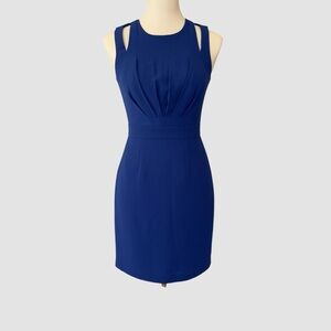Cobalt Blue Cutout-Shoulder Sheath Dress